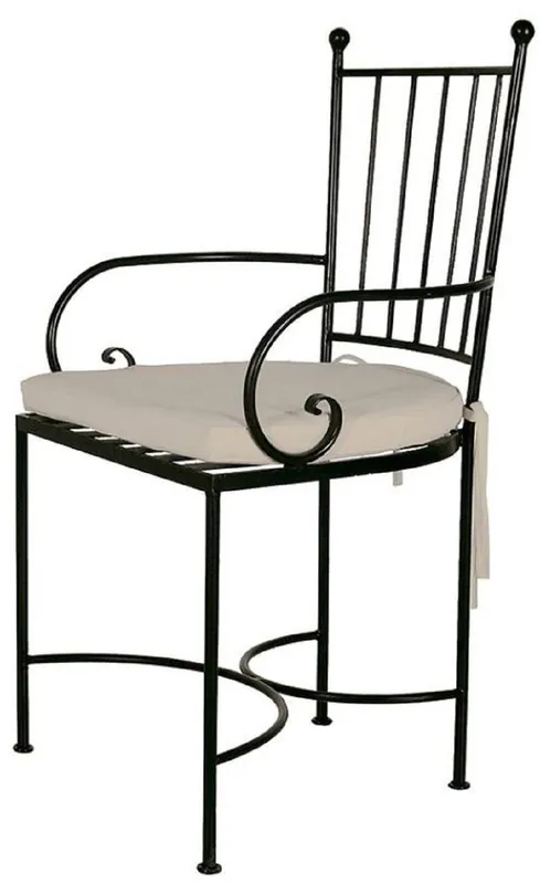 Casa Padrino luxury Art Nouveau wrought iron garden chair with armrests black / cream Solange Der Vorrat Reicht