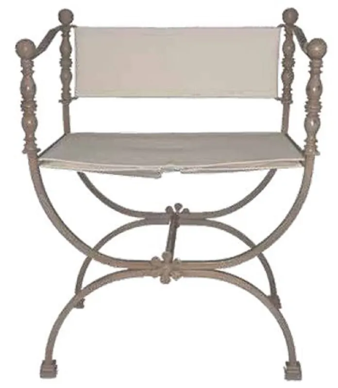 Neu Casa Padrino luxury Art Nouveau wrought iron garden chair with armrests gray H. 80 cm