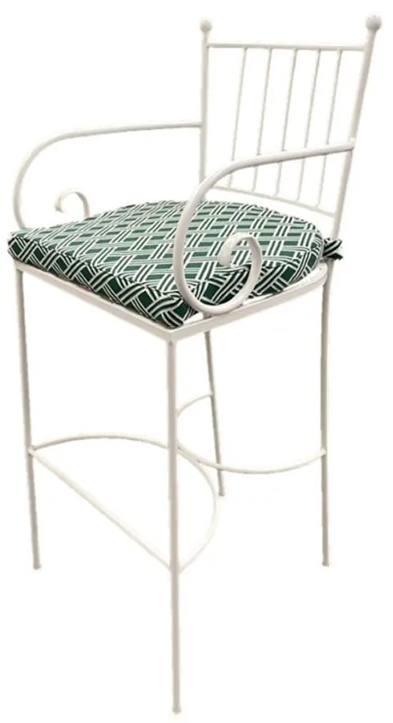 Casa Padrino luxury Art Nouveau wrought iron bar chair with armrests white / green H. 117 cm Versand Am Gleichen Tag