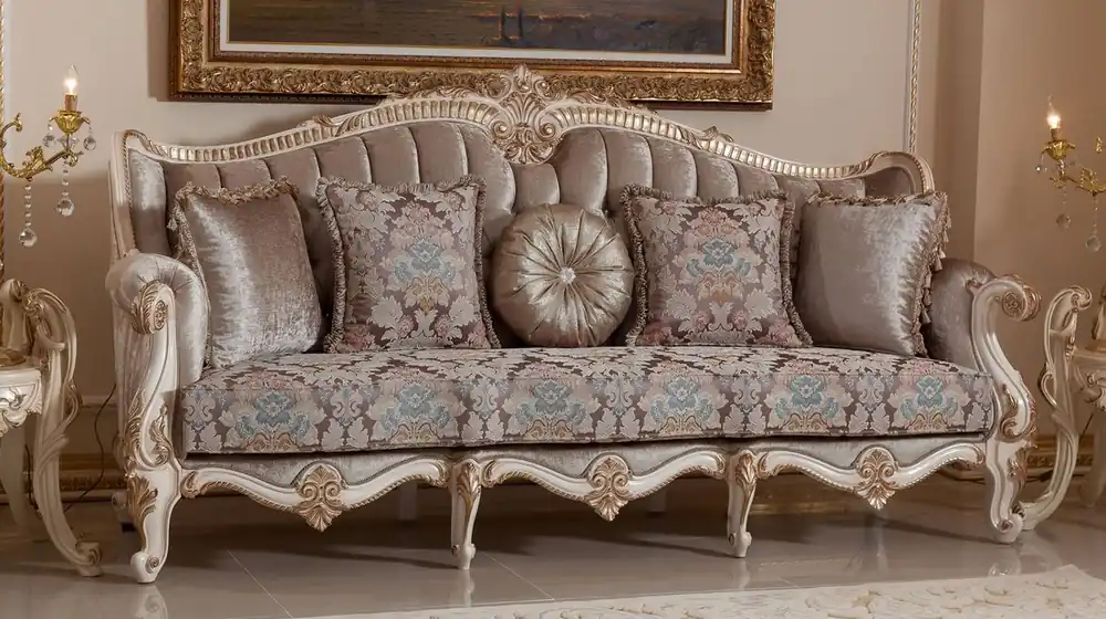 Nur Heute Casa Padrino luxury baroque sofa brown / white / gold 245 cm