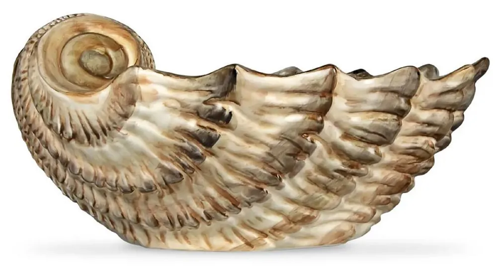 Casa Padrino luxury ceramic bowl in shell shape brown / white 37 cm - Made in Italy Top-Preis