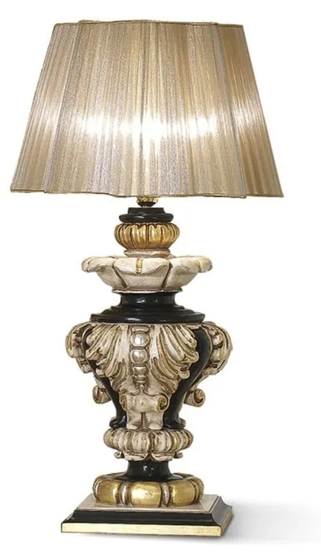 Top-Preis Casa Padrino luxury baroque table lamp ivory / black / gold H. 74 cm - Made in Italy