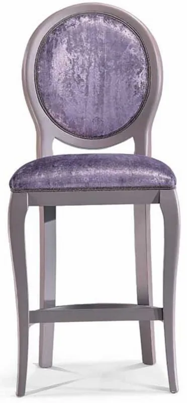 Meistverkauft Casa Padrino Luxury Baroque Bar Chair Purple / Gray H. 113 cm - Made in Italy