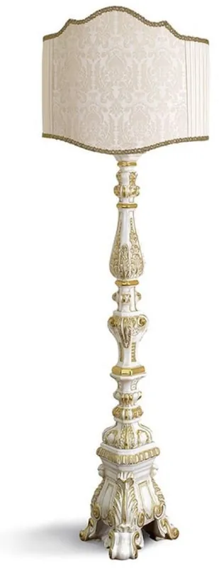 Echt Casa Padrino luxury baroque floor lamp white / gold H. 184 cm - Made in Italy