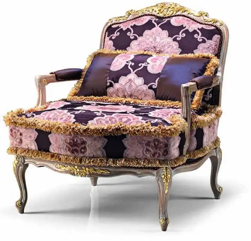 Casa Padrino luxury baroque armchair purple / gray / gold - Made in Italy Online Kaufen