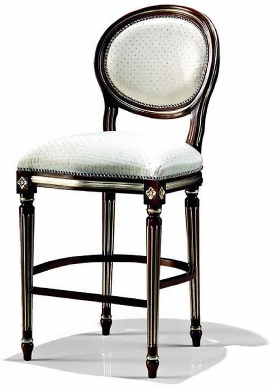 Jetzt Kaufen Casa Padrino Luxury Baroque Bar Chair Cream / Dark Brown / Gold H. 101 cm - Made in Italy