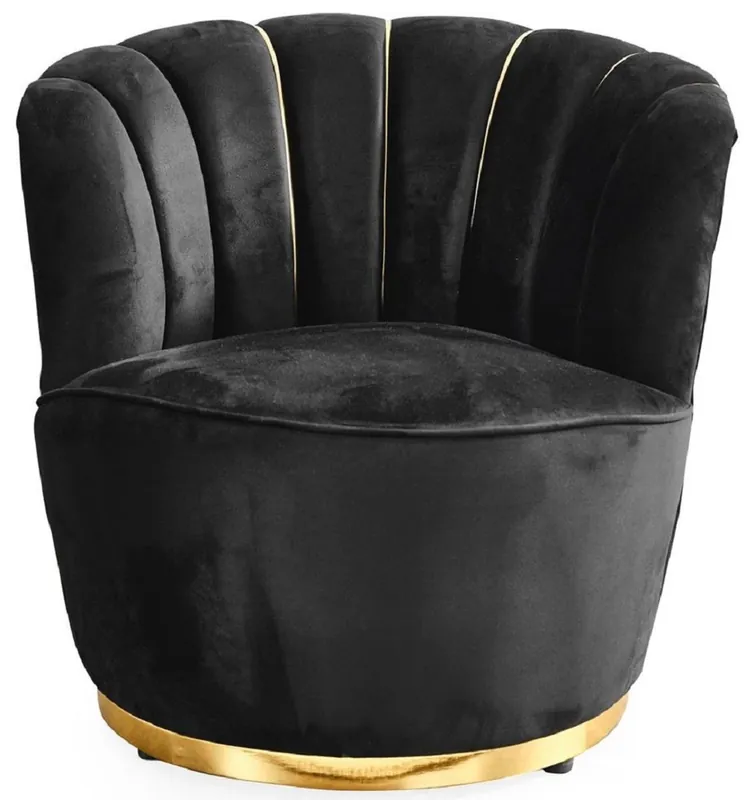 Top-Seller Casa Padrino luxury living room armchair black / gold Ø 75 x H. 90 cm