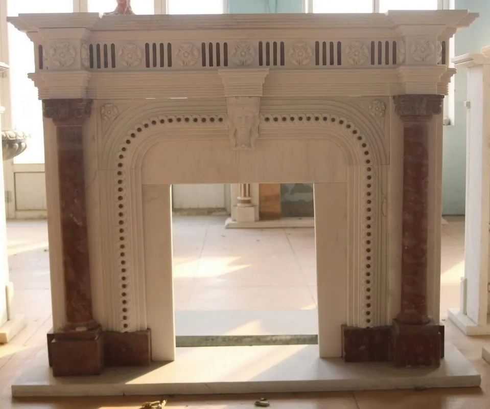Casa Padrino luxury baroque marble fireplace surround white / red 151 x H. 120 cm Highlight