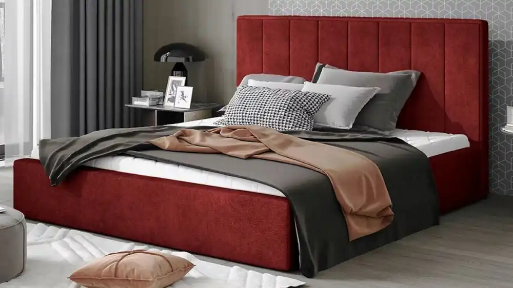 Schneller Versand Casa Padrino Luxury Double Bed with Mattress Bordeaux Red - Various Sizes