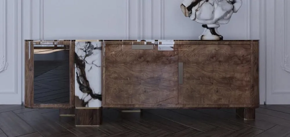 Casa Padrino luxury sideboard brown / white / black / brass 230 cm Preisreduziert