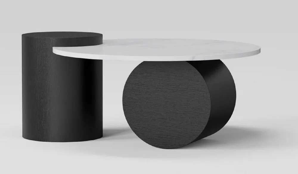 Casa Padrino luxury coffee table with ceramic table top black / white 106 cm Zertifiziert