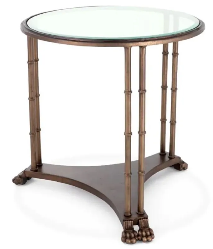 Casa Padrino luxury baroque side table with glass top bronze Ø 62 x H. 64 cm Must-Have