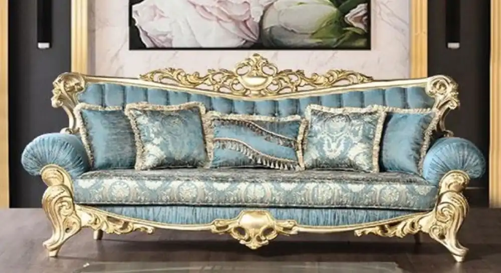 Wochenendangebot Casa Padrino luxury baroque living room sofa turquoise / gold 233 cm