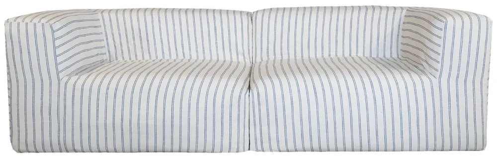 Schnäppchen Casa Padrino luxury living room sofa with stripes white / blue 250 cm