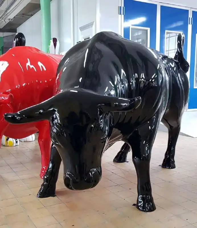 Casa Padrino XXL decorative sculpture bull black 235 x H. 140 cm Schnäppchen