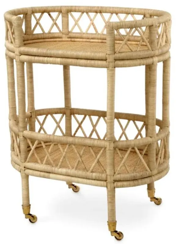 Bestseller Casa Padrino luxury rattan serving trolley natural 70 x 44 x H. 88 cm