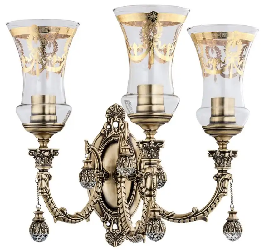 Begrenztes Angebot Casa Padrino luxury baroque crystal wall lamp brass with patina / gold 43 x H. 37 cm