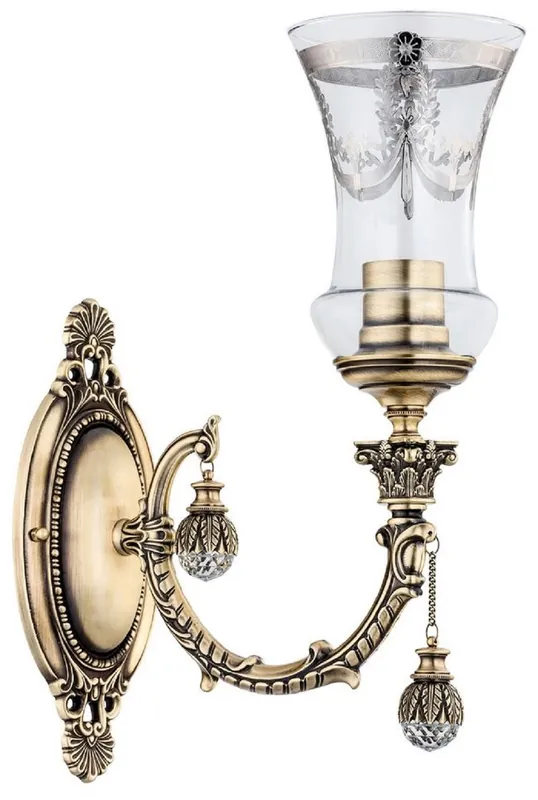 Neu Im Sortiment Casa Padrino luxury baroque crystal wall lamp brass with patina / silver 12 x H. 37 cm