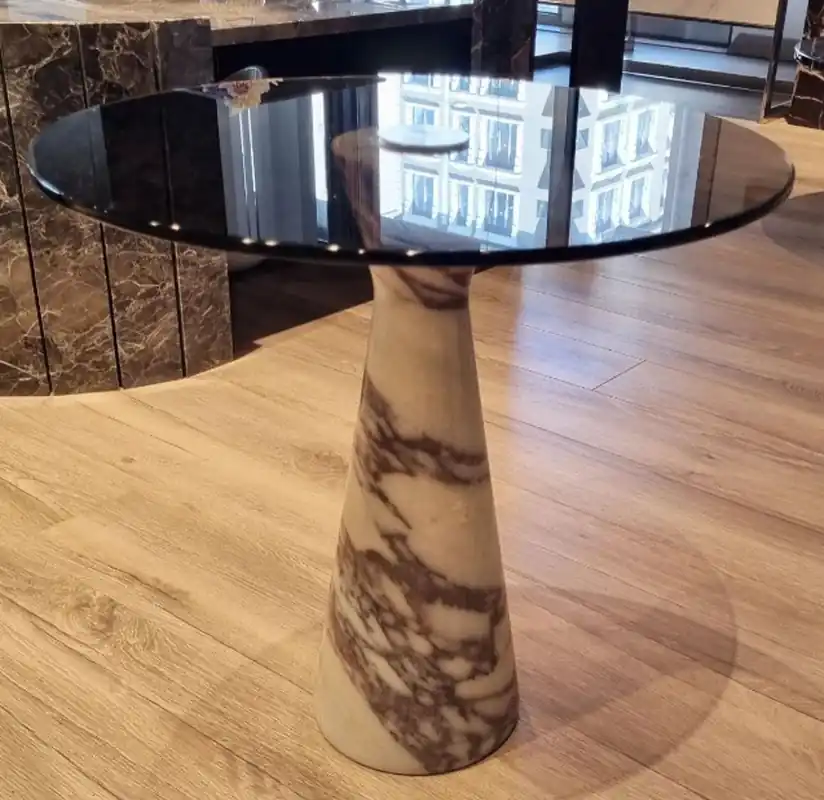 Casa Padrino luxury marble side table with glass top white / black Ø 48 cm Direktkauf