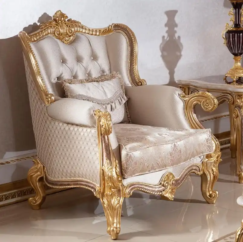 Preisknaller Casa Padrino Luxury Baroque Living Room Armchair Silver / Brown / Gold 112 cm