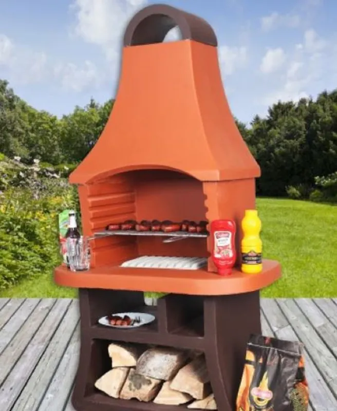 Garantierte Lieferung Casa Padrino luxury garden grill orange / brown 98 x 58 x H. 177 cm