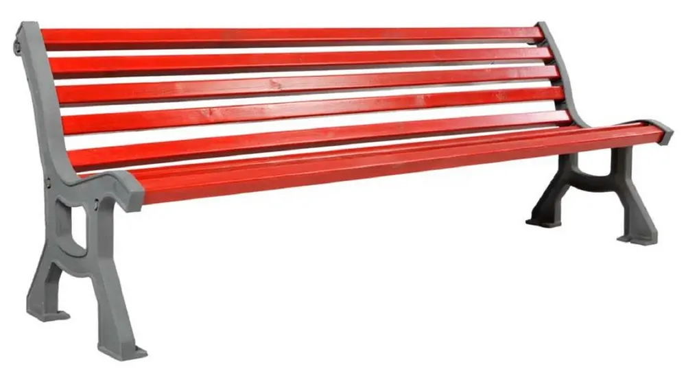 Casa Padrino Industrial Style Garden Bench Red / Gray 183 cm Markenprodukt