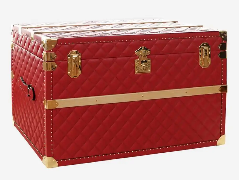 Casa Padrino luxury genuine leather suitcase red / gold 100 cm - Made in Italy Mega-Angebot