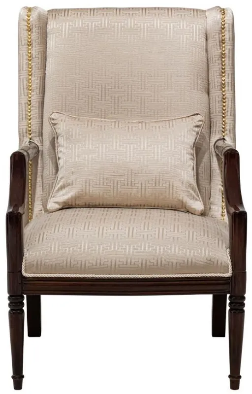 Neu Casa Padrino luxury baroque living room armchair beige / dark brown H. 115 cm