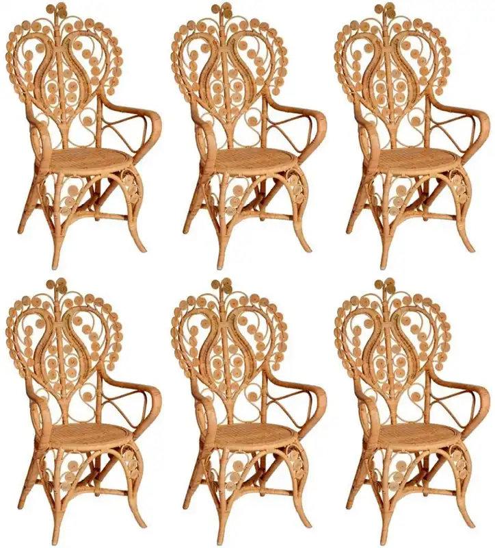 Direkt Vom Hersteller Casa Padrino vintage style hotel garden rattan dining chair set of 6 with armrests natural H. 95 cm