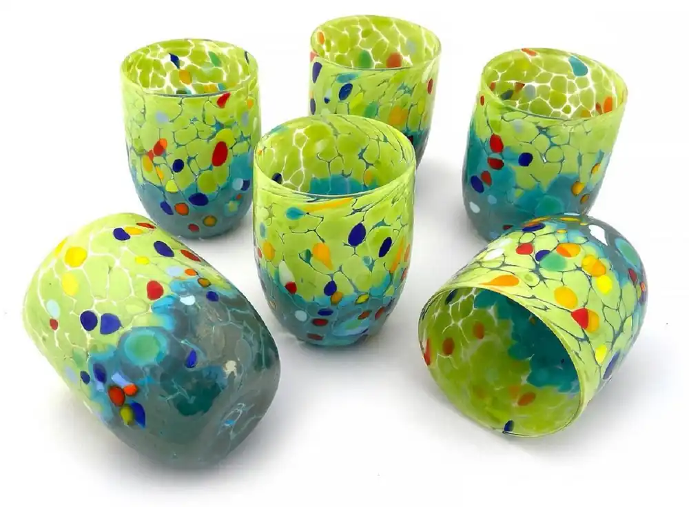 Sofort Bestellen Casa Padrino luxury Murano crystal glass water glass set of 6 green / turquoise Ø 8 x H. 10.5 cm - Made in Italy
