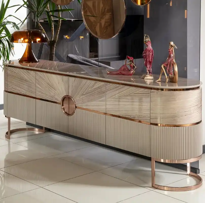 Casa Padrino luxury console with 4 doors gray / copper 240 cm Letzte Chance