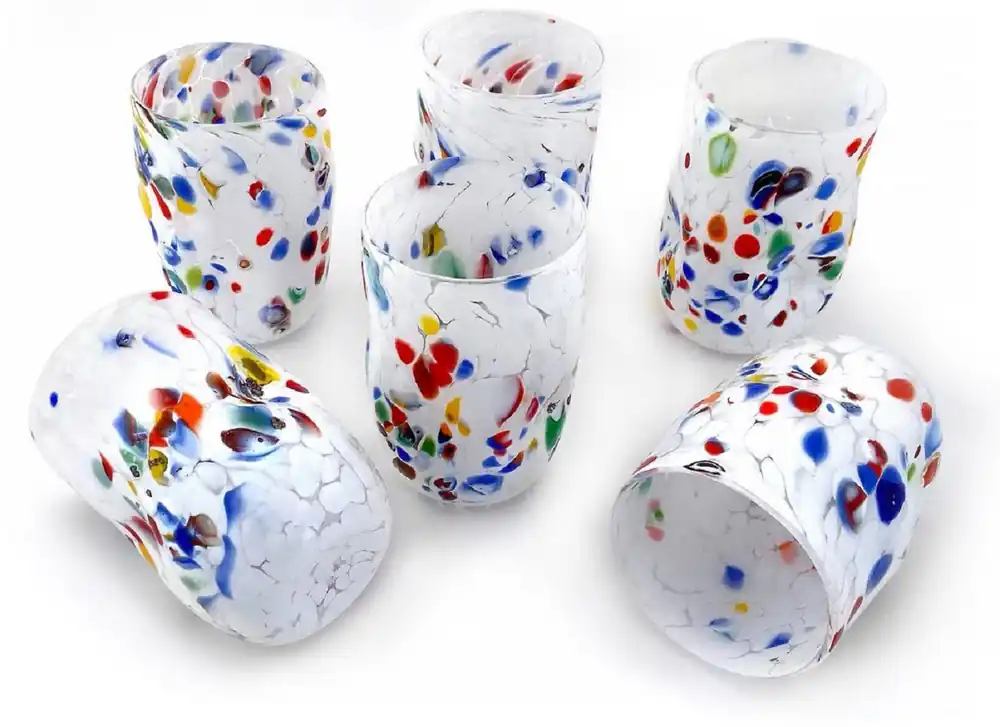 Highlight Casa Padrino luxury Murano crystal glass water glass set of 6 white Ø 8 x H. 12 cm - Made in Italy
