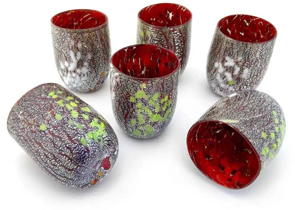 Top-Angebot Casa Padrino luxury Murano crystal glass water glass set of 6 red Ø 8 x H. 10.5 cm - Made in Italy