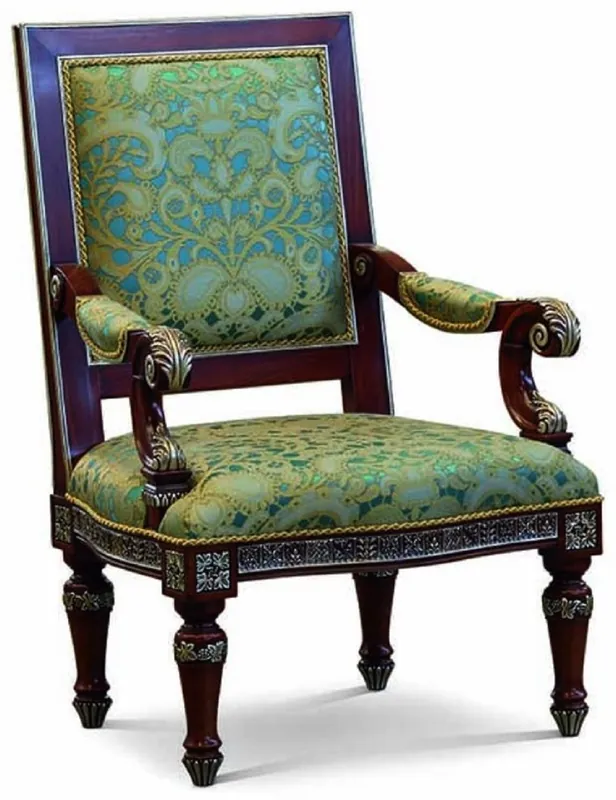 Bestpreis Casa Padrino luxury baroque living room armchair green / dark brown / silver - Made in Italy