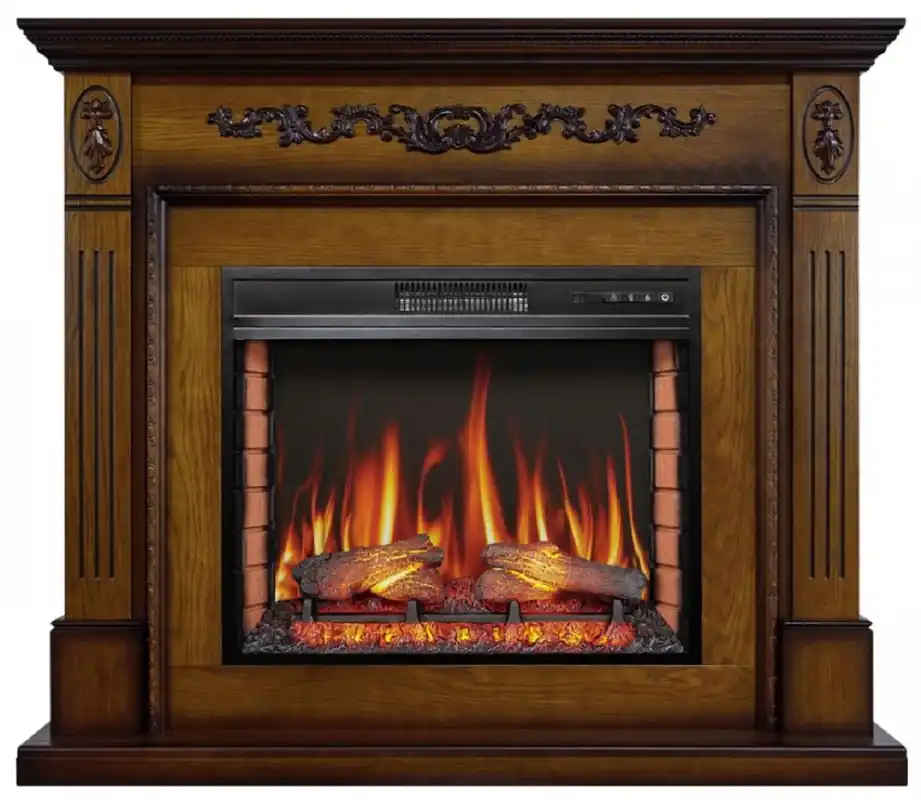 Casa Padrino baroque LED electric fireplace brown 128 x 38 x H. 110.5 cm Neue Ware