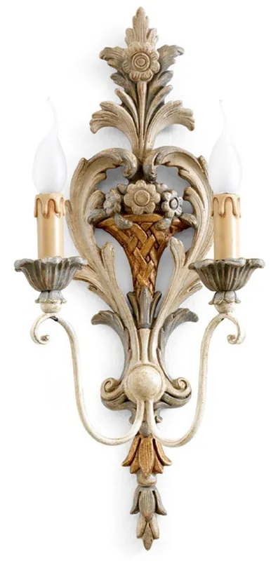 Knallerangebot Casa Padrino luxury baroque double wall lamp antique white / gray H. 57 cm - Made in Italy