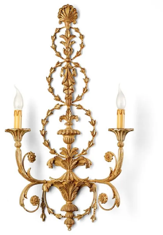 Echt Casa Padrino luxury baroque double wall lamp antique beige / silver H. 81 cm - Made in Italy