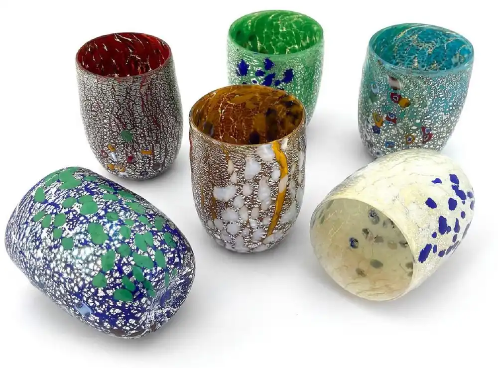 Nur Heute Casa Padrino luxury Murano crystal glass water glass set of 6 colorful Ø 8 x H. 10.5 cm - Made in Italy