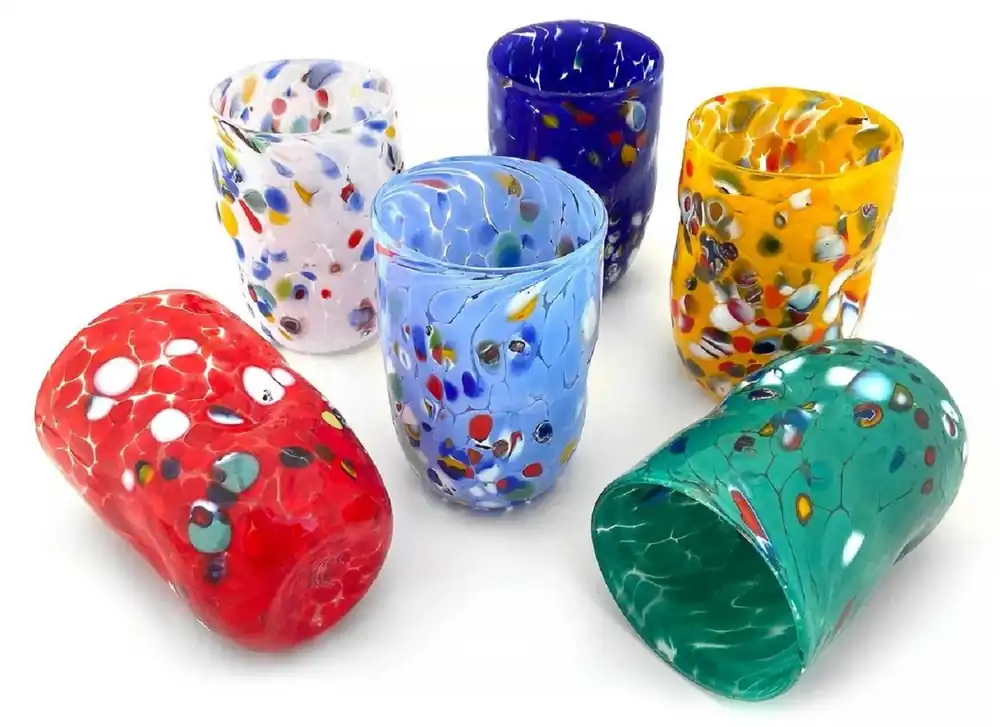 Neuheit Casa Padrino luxury Murano crystal glass water glass set of 6 colorful Ø 8 x H. 12 cm - Made in Italy