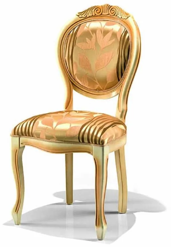 Abverkauf Casa Padrino Luxury Baroque Dining Room Chair Gold / Ivory / Beige H. 102 cm - Made in Italy