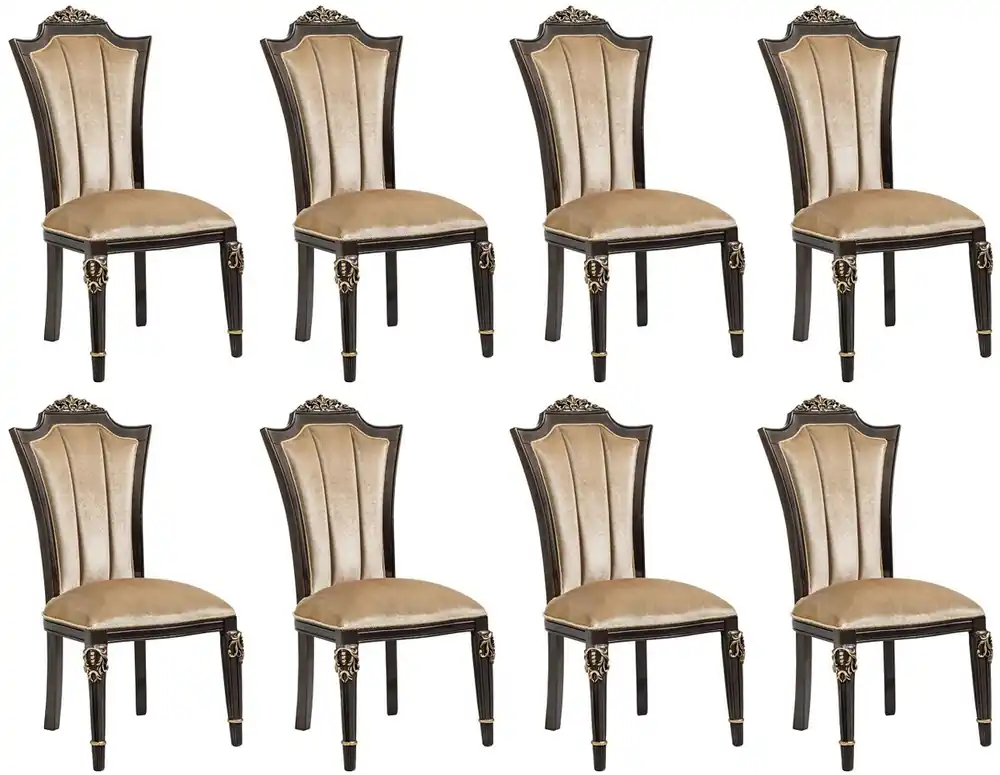 Jetzt Bestellen Casa Padrino luxury baroque dining chair set of 8 light brown - Baroque Furniture