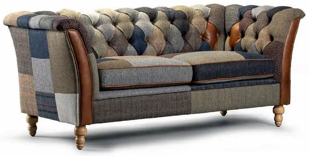 Preiswert Casa Padrino luxury Chesterfield 3 seater sofa colorful / brown 213 cm