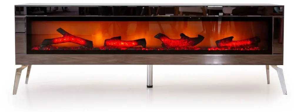 Casa Padrino luxury TV cabinet with LED electric fireplace and remote control silver 180 cm Sonderangebot