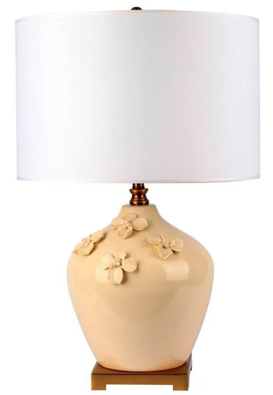 Bestseller Casa Padrino luxury ceramic table lamp cream / gold / white Ø 40 x H. 70 cm