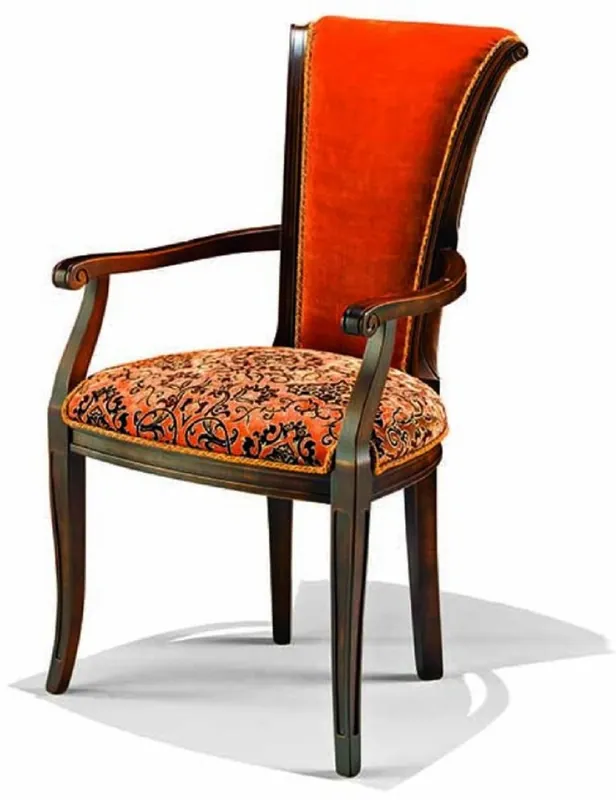 Jetzt Bestellen Casa Padrino Luxury Baroque Dining Room Chair with Armrests Red / Dark Brown H. 98 cm - Made in Italy