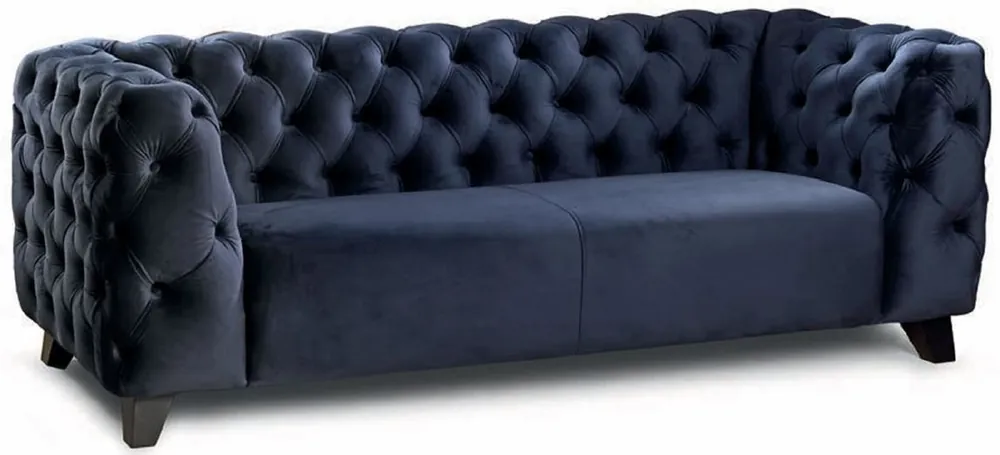 Casa Padrino Luxury Chesterfield 3 Seater Sofa Blue / Black 217 cm Top-Angebot