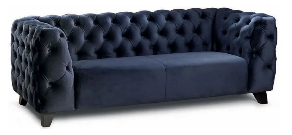 Casa Padrino Luxury Chesterfield 2 Seater Sofa Blue / Black 167 cm Letzte Chance