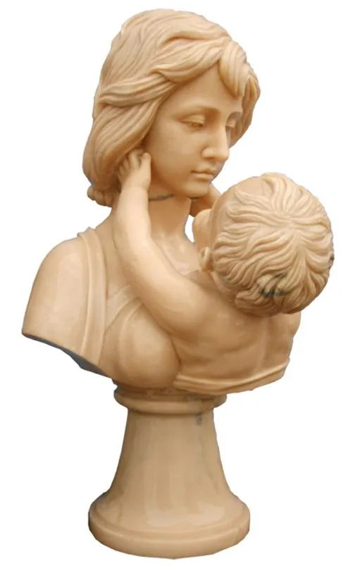 Casa Padrino luxury Art Nouveau marble bust woman with child beige H. 65 cm Aktuell