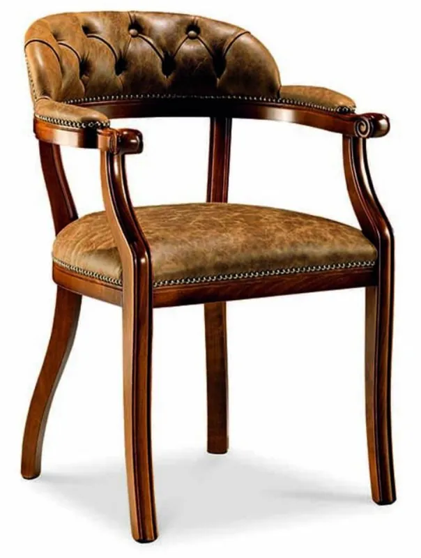 Neuheit Casa Padrino Luxury Baroque Dining Room Chair with Armrests Brown - Italian Baroque furniture