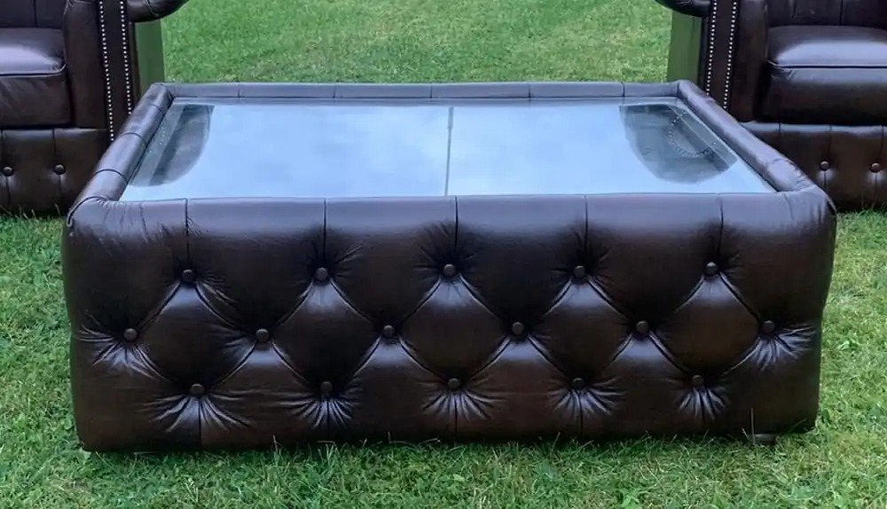 Solange Der Vorrat Reicht Casa Padrino luxury Chesterfield genuine leather coffee table with glass top black
